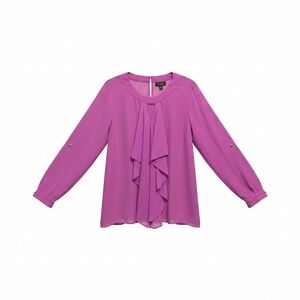 Thalia Sodi Blouse Womens Large Magenta Excellent Roll Tab Keyhole Back Top
